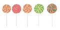 Five lollipops on a white background Royalty Free Stock Photo