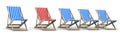 Five lounger blue and one red