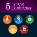 The Five Love Languages. gradient color design. Vector Illustration