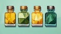 Luxurious Geometry Set Of 4 Colorful Bottles In Prism Olive Colors