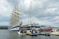 Five-masted Royal Clippers sailing ship owned by Star Clippers Royalty Free Stock Photo