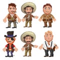 Five men characters in a cartoon wild West style Royalty Free Stock Photo