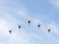 Five military Mi-28 in flight