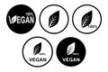 Minimal vegan leaf labels with round circle design Royalty Free Stock Photo