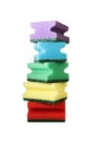 Five multi-coloured sponges