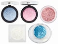 Five multicolored eyeshadows over white