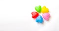 Five multicolored hearts on a white background. Unified Friendship Concept. Love and multi ethnic relationship concept