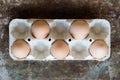 Five natural uncolored eggs, happy easter retro background
