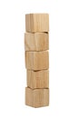 Five natural wooden bricks in tower