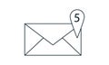 Five new messages icon with notification. Envelope with incoming message. Vector symbol. Royalty Free Stock Photo
