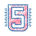 five number icon doodle illustration Royalty Free Stock Photo
