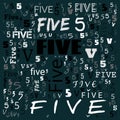 Five 5 number word cloud, word cloud use for banner, painting, motivation, web-page, website background, t-shirt & shirt