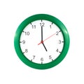 Five o'clock on green wall clock