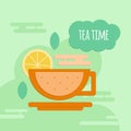 Five o'clock tea flat style concept. Royalty Free Stock Photo
