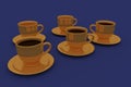 Five olden coffee cups Royalty Free Stock Photo