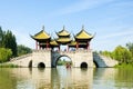 Five Pavilion Bridge Slender West Lake Royalty Free Stock Photo