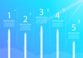 Five pencils pointing vector progress steps illustration