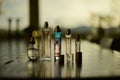 five perfume bottles