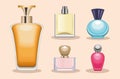 five perfumes bottles icons