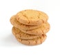 Five pieces of oatmeal cookies lie on top of each other isolated on white background Royalty Free Stock Photo