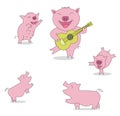 five pig party Royalty Free Stock Photo