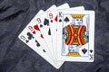 Five playing cards four of a kind nine`s and a king Royalty Free Stock Photo