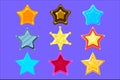Five-Point Colorful Cartoon Star Collection For Flash Video Game Rewards , Bonuses And Stickers Royalty Free Stock Photo