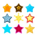 Five-Point Colorful Cartoon Star Set For Flash Video Game Rewards , Bonuses And Stickers Royalty Free Stock Photo