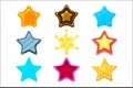 Five-Point Colorful Cartoon Star Set For Flash Video Game Rewards , Bonuses And Stickers Royalty Free Stock Photo