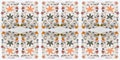 Five point leafy pebbles seamless symmetrical wallpaper