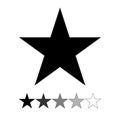 Five-pointed black flat icon with set of gray colors stars Royalty Free Stock Photo