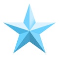 Nice illustration of a 3d look Blue star on white background. Royalty Free Stock Photo