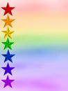 Five-Pointed Rainbow Stars on a Soft Rainbow Background