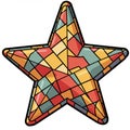 A five-pointed star composed of a mosaic pattern with vibrant geometric shapes. The Royalty Free Stock Photo