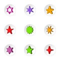 Five-pointed star icons set, cartoon style Royalty Free Stock Photo