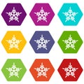 Five pointed star icons set 9 vector Royalty Free Stock Photo