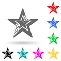 Five-pointed star multi color style icon. Simple glyph, flat vector of star icons for ui and ux, website or mobile application Royalty Free Stock Photo