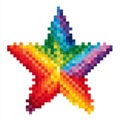 Colorful Pixelated Starburst Against White Background Vibrant Gradient Spectrum of Colors Royalty Free Stock Photo