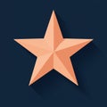 Five-pointed star with a three-dimensional appearance on a dark blue background. The Royalty Free Stock Photo