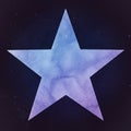 A five-pointed star with a watercolor texture, displaying shades of light blue and purple. Royalty Free Stock Photo