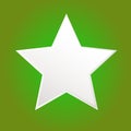 Five-pointed white star on green background