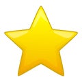 Five pointed yellow star icon, cartoon style