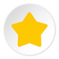 Five pointed yellow star icon, flat style