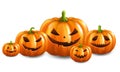 Five Pumpkins Isolated White Background