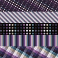 Set of five purple patterns