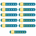 Five rating star. Customer review, rating, quality and level concept. A set of strips with golden stars