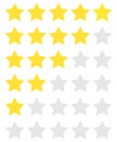 Five rating stars icon. Ranking star for web, app, shop,.. Vector illustration isolated on white background Royalty Free Stock Photo