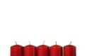 Five red candles with copy space Royalty Free Stock Photo