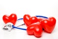 Five red 'hearts' and stethoscope