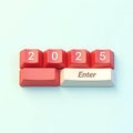 Year 2025 Shown with Red Keyboard Keys and Enter Royalty Free Stock Photo